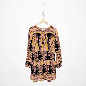 CALYPSO ST. BARTH Renisma SILK TUNIC Dress Black paisley boho women's XS